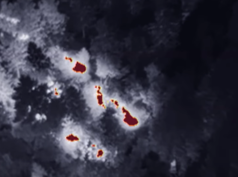 Forest Fire Hot Spots with Thermal Camera on Drone